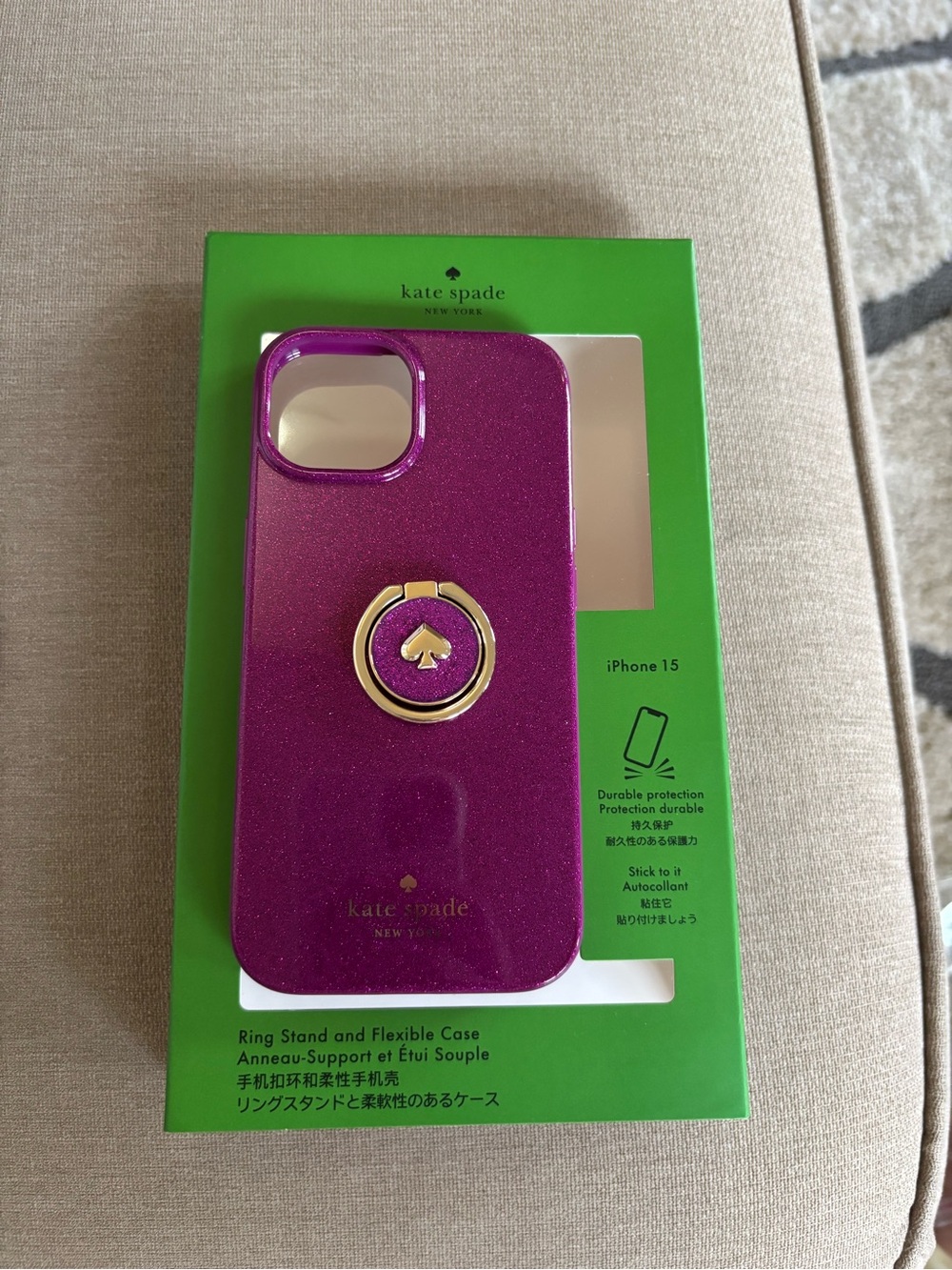 kate spade Dark Raspberry Ring Stand iPhone 15 Case *new *